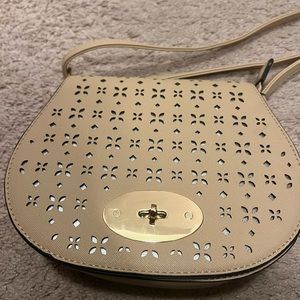 Crossbody/shoulder tan//rosegold purse